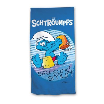 Die Schlümpfe Sea Sand , ( ) Badetuch für Kinder aus Polyester - 70 x 140 cm