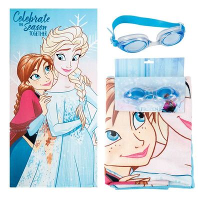 Disney Eiskönigin Celebrate und Schwimmbrillen-Set Badetuch-Set für Kinder aus