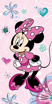 Disney Minnie Pink Floral Badetuch für Kinder aus Baumwolle - 70 x 140 cm
