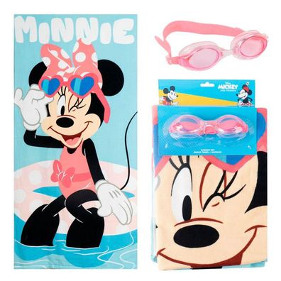 Disney Minnie Swimming und Schwimmbrille Set Badetuch-Set für Kinder aus