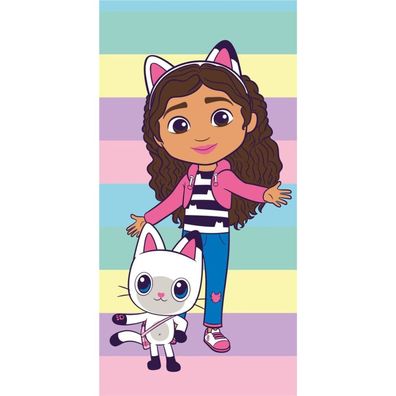 Gabby's Dollhouse Pastel Stripes Badetuch für Kinder aus Baumwolle - 70 x 140 cm