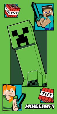 Minecraft Creeper Coming Badetuch für Kinder aus Baumwolle - 70 x 140 cm