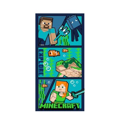 Minecraft Explore , ( ) Badetuch für Kinder aus Polyester - 70 x 140 cm