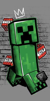 Minecraft Metro Art Creeper Badetuch für Kinder aus Baumwolle - 70 x 140 cm