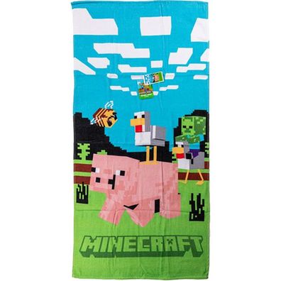 Minecraft Piggy Ride Badetuch für Kinder aus Baumwolle - 70 x 140 cm