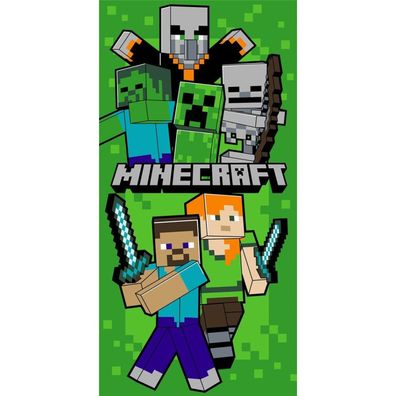 Minecraft Swordfight , (schnell trocknend) Badetuch für Kinder aus Polyester