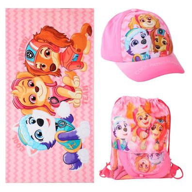 Paw Patrol Cool Girls , Turnbeutel, Baseballkappe Set Badetuch-Set für Kinder