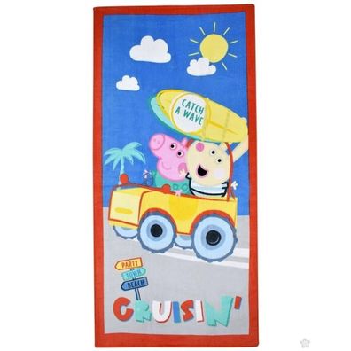 Peppa Wutz Catch a Wave Badetuch für Kinder aus Baumwolle - 70 x 140 cm