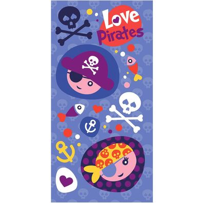 Pirat Love , (Fast Dry) Badetuch für Kinder aus Polyester - 70 x 140 cm