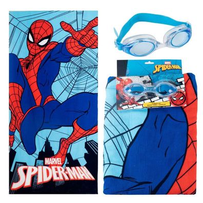 Spiderman Jump - und Schwimmbrillenset Badetuch-Set für Kinder aus Polyester