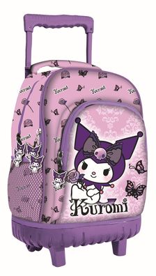 Hello Kitty Kuromi Purple Premium Rollschulranzen, Tasche 44 cm Schultasche mit