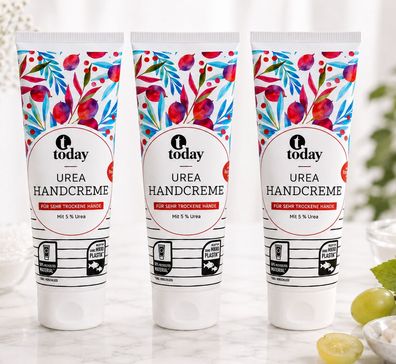 3x125ml today Urea Handcreme 5% für sehr trockene Hände Feuchtigkeitspflege
