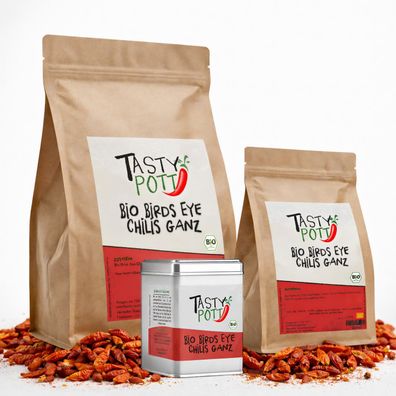 Tasty Pott Bio Birds Eye Chilis ganz, getrocknet - im Beutel 10