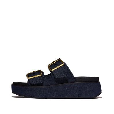 FitFlop Damen Sandalen Gen-FF Max Buckle Two-Bar Denim Slides A3I