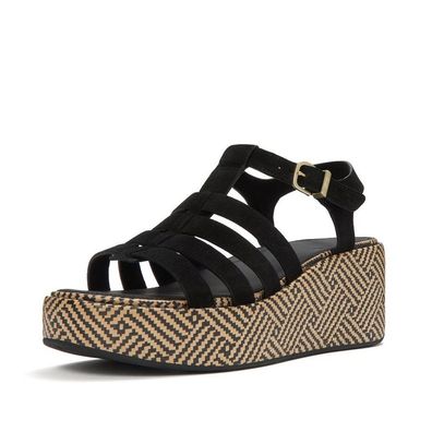 FitFlop Damen Sandalen Platfforms Graphic-Weave Suede Fisherman Sandals A5O