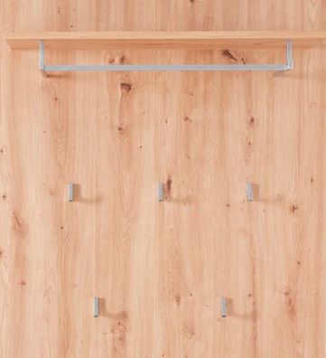 Stella Trading Garderobenpaneel in Artisan Eiche Optik mit Hutablage und Wandhaken