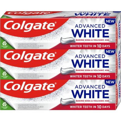 Advanced White Trio Zahnpasta mit Backpulver und Vulkanasche, 3 x 75 ml
