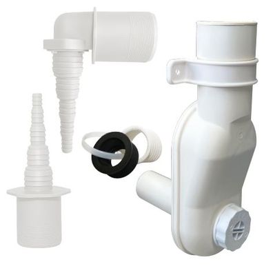 OHA Waschmaschinensiphon-Set "Schmalhans" mit Reinigungsöffnung und Halteklammer, DN