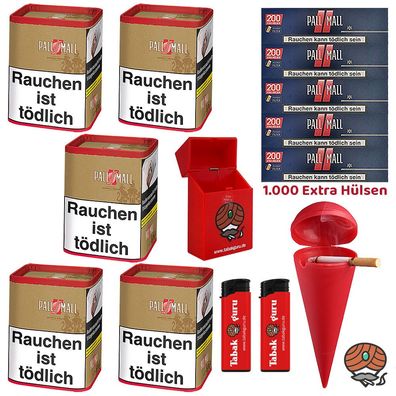 Pall Mall Authentic Red / Rot Tabak 5x 71g, Red Xtra, Strandascher, Fzg., Box