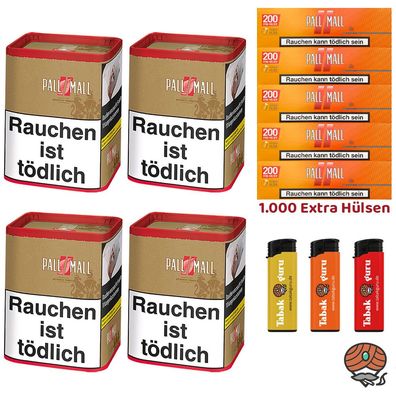 Pall Mall Authentic Red/Rot Tabak XXL Dose 4x 71g, Allround Xtra Hülsen