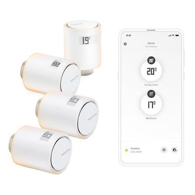 Netatmo 4er Pack WiFi-Thermostatventile, Fernsteuerung, Energiesparend, Kompatibel