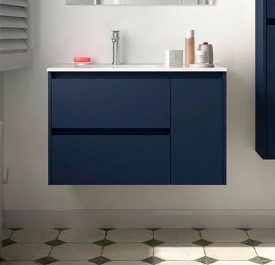 BALTIC Unterschrank 850 2 Schubladen 1 Tür re + Waschbecken Blue Satin