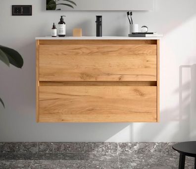 BALTIC Unterschrank 900 2 Schubladen + Waschbecken Eiche Afrika