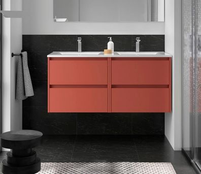 BALTIC Unterschrank 1200 4 Schubladen + Waschbecken Red Satin