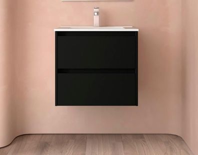 BALTIC Unterschrank 700 2 Schubladen + Waschbecken Black Satin