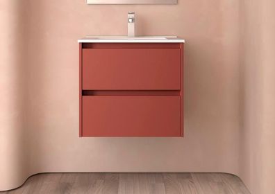 BALTIC Unterschrank 700 2 Schubladen + Waschbecken Red Satin