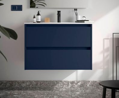 BALTIC Unterschrank 900 2 Schubladen + Waschbecken Bue Satin