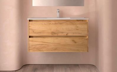 BALTIC Unterschrank 1000 2 Schubladen + Waschbecken Eiche Afrika