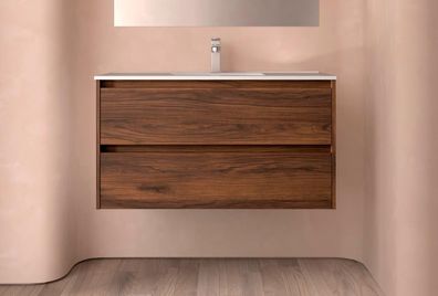 BALTIC Unterschrank 1000 2 Schubladen + Waschbecken Nussbaum
