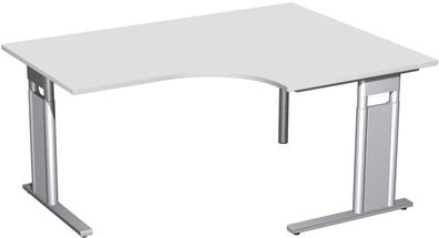 PC-Schreibtisch rechts höhenverstellbar, C Fuß Blende optional, 1600x1200x680-820,