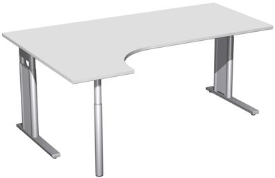 PC-Schreibtisch links höhenverstellbar, C Fuß Blende optional, 1800x1200x680-820,