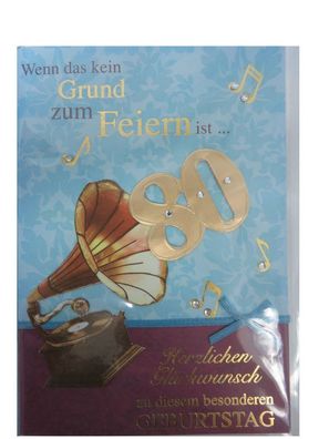 80. Geburtstag Glückwunschkarte Herzlichen Glückwunsch