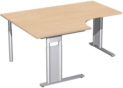 PC-Schreibtisch links höhenverstellbar, C Fuß Blende optional, 1600x1200x680-820,