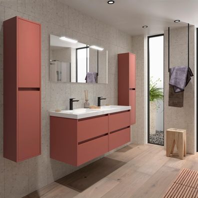 BALTIC Unterschrank 1400 4 Schubladen + Waschbecken Red Satin