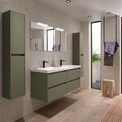 BALTIC Unterschrank 1400 4 Schubladen + Waschbecken Green Satin
