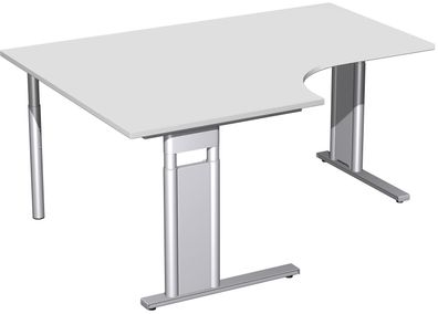 PC-Schreibtisch links höhenverstellbar, C Fuß Blende optional, 1600x1200x680-820,