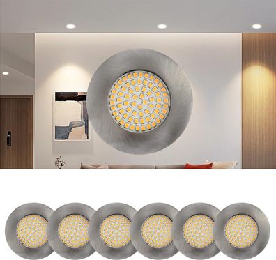 LED Einbaustrahler 230V Deckenspots Flach 3000K Warmweiß Spots 5W IP44 , home 6er Set