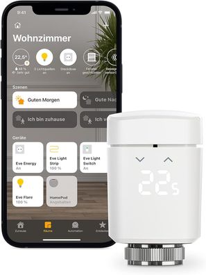 Eve Thermo - intelligenter Heizkörperthermostat, made in Germany, spart Heizkosten, H
