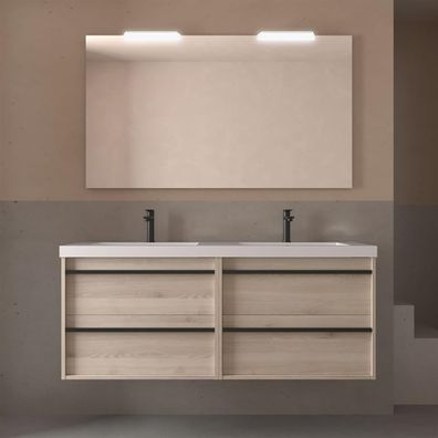Komplett-Set ATTILA 1400 4 Schubladen Natural + Waschtisch + Spiegel + Leuchte