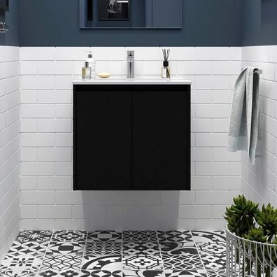BALTIC Unterschrank 600 2 Türen + Waschbecken Black Satin