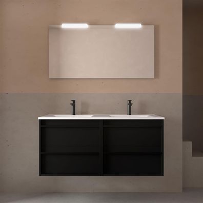 Möbel + Waschbecken ATTILA 1200 4 Schubladen BLACK SATIN