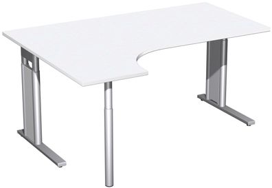 PC-Schreibtisch links höhenverstellbar, C Fuß Blende optional, 1600x1200x680-820,