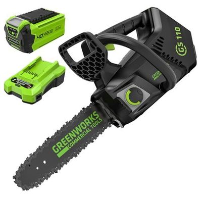Greenworks GD40TCSK2 Akku-Kettensäge 25?cm, Brushless, 12?m/s, 40?V Akku inkl. Ladege