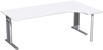PC-Schreibtisch rechts höhenverstellbar, C Fuß Blende optional, 2000x1200x680-820,