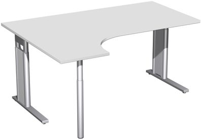 PC-Schreibtisch links höhenverstellbar, C Fuß Blende optional, 1600x1200x680-820,