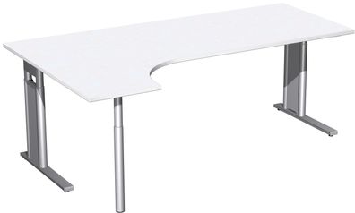 PC-Schreibtisch links höhenverstellbar, C Fuß Blende optional, 2000x1200x680-820,